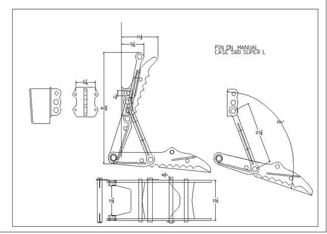 THUMB FOR CASE 580  MANUAL SUPER L LINE DRAWING